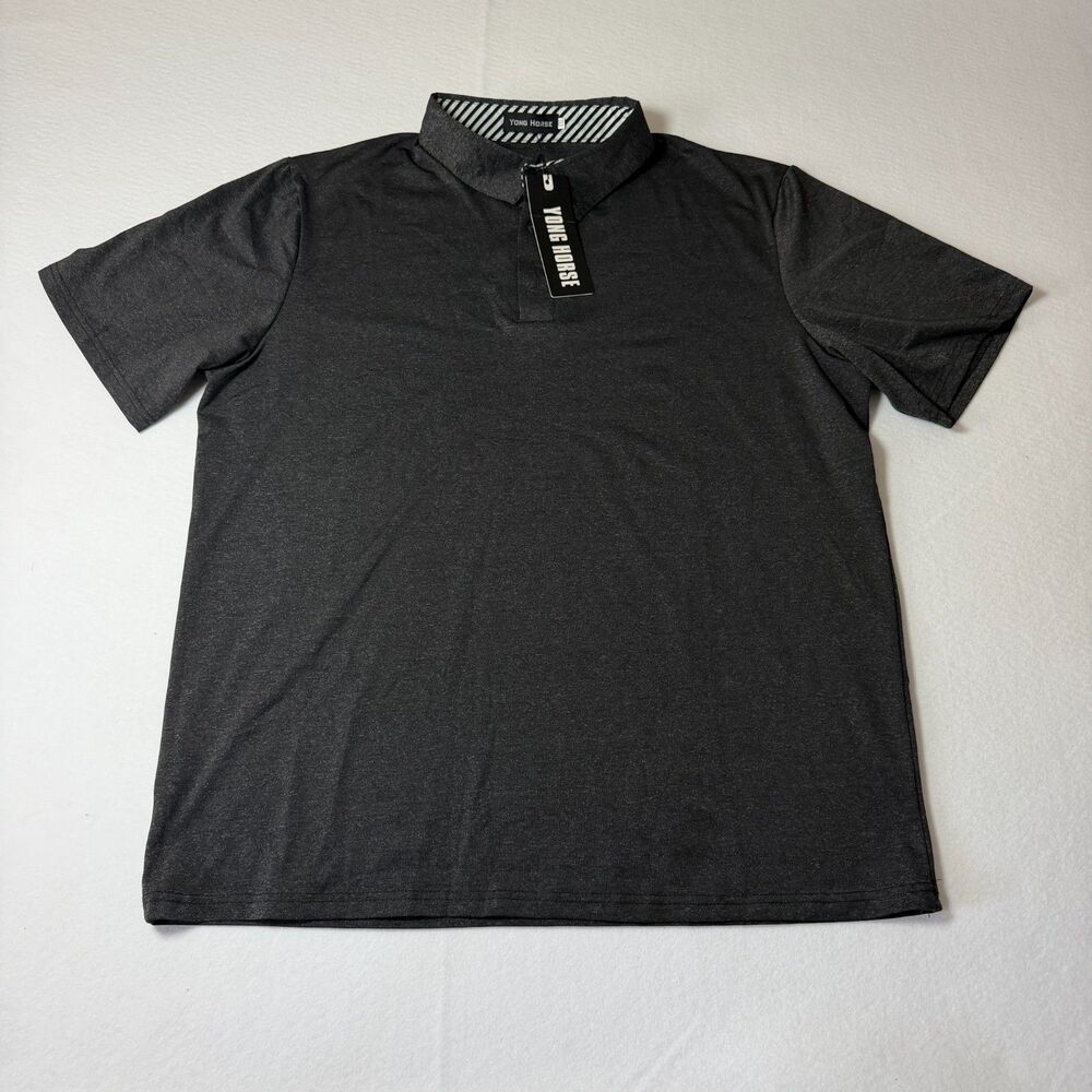 Yong Horse Polo Shirt XXXL Black Short Sleeve Lightweight Casual NWT